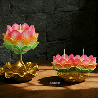 Smokeless Lotus Ghee Lamp for Home and Temple, Long-Lasting Decorative Butter Lamp