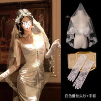 Halloween Ghost Bride White Lace Veil Gothic Lolita Cosplay Photo Prop Set