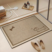Japanese Style Cartoon Diatomaceous Earth Bath Mat Non-Slip Absorbent Quick Dry Floor Mat for Bathroom Kitchen Entryway