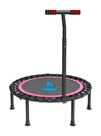 Foldable Trampoline with Handrail for Adults & Kids, Silent Rebounder for Home Fitness