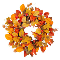 Autumn Maple Leaf and Berry Wreath for Front Door, Wall, Window, Indoor/Outdoor Farmhouse Decor