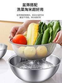 Stainless Steel Colander and Basin Set for Kitchen, Rice Washing, Fruit Draining, and Vegetable Cleaning