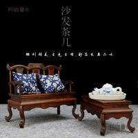 Miniature Chinese Official's Hat Armchair Model Dollhouse Furniture Wooden Screen Decor