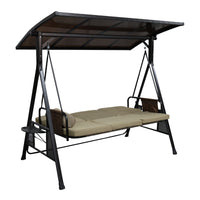 Outdoor Patio Swing Chair with Canopy, 3-Seater Garden Rocking Bench for Adults