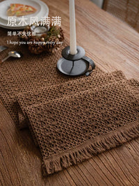 Boho Tassel Cotton Linen Table Runner for Dining Table Coffee Table Dresser Shoe Cabinet Decor