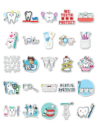 100 Pcs Dental Care Cartoon Stickers for DIY Decoration, Waterproof and Residue-Free