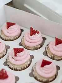 12-Cavity Cupcake Muffin Dessert Boxes with Clear Window and Inserts, Disposable Paperboard Pastry Packaging for Bakeries