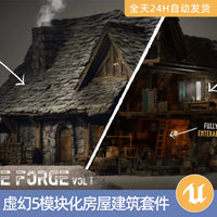 UE5 Unreal Engine 5 Modular Medieval House & Building Kit - Thatched & Tin Roof Huts
