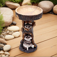 Resin Raccoon Bird Bath & Feeder for Garden & Patio