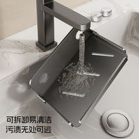 Foldable Stainless Steel Bathroom Phone Holder with Storage Tray, No-Drill Wall Mount