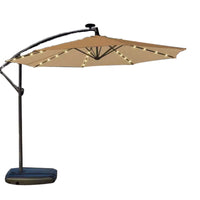 Outdoor Cantilever Patio Umbrella with Solar LED Lights and Base