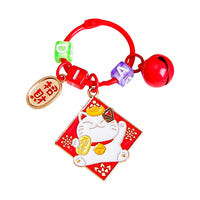 Cute Cartoon Lucky Cat Keychain with Blessing Charm for Bags