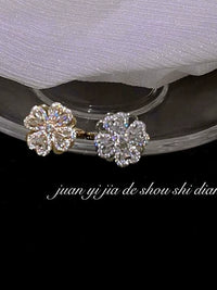 Four-Leaf Clover Rotatable Ring for Women, Adjustable Opening, Elegant Design