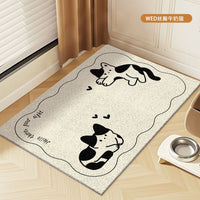 Cartoon PVC Loop Mat for Pets, Scratch-Resistant, Easy-Clean Floor Mat, Litter Area Mat