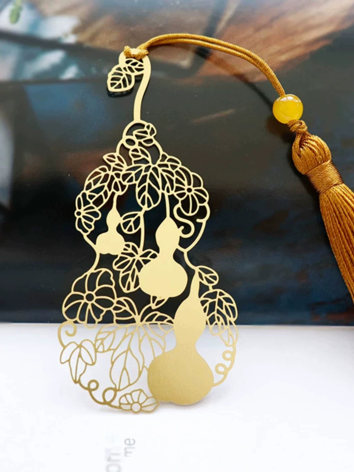 Brass Gourd and Deer Bookmark with Tassel, Chinese Style Gift for Friends