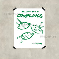 Hand-Drawn New Year Dumpling Illustration Poster for Wall Decor