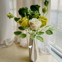 Vintage Green Rose Crochet Kit DIY Yarn Material Pack for Table & Living Room Decor