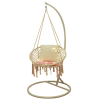 Indoor Hanging Swing Chair with Stand, Rattan Wicker Egg Chair for Bedroom Balcony