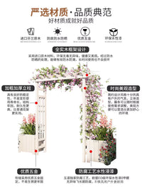 Outdoor Wood Archway Arbor with Gate for Climbing Plants, Garden Trellis for Roses and Vines