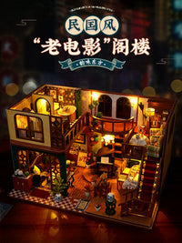 DIY Miniature Dollhouse Kit with Music and Dust Cover, Wooden Model Building Set for Adults and Teens