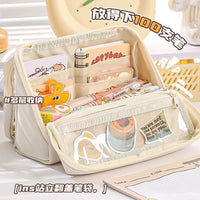Detachable Clear Large Capacity Pencil Case Multi-layer Standing Stationery Pouch for Students