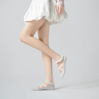 Ballet Style Lace-Trim Yoga Socks with Criss-Cross Straps and Non-Slip Grip for Pilates Dance