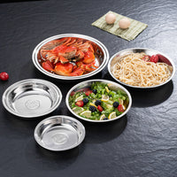 Thickened 316 Stainless Steel Round Plate for Kitchen, Dining, and BBQ - Flat Bottom Serving Dish