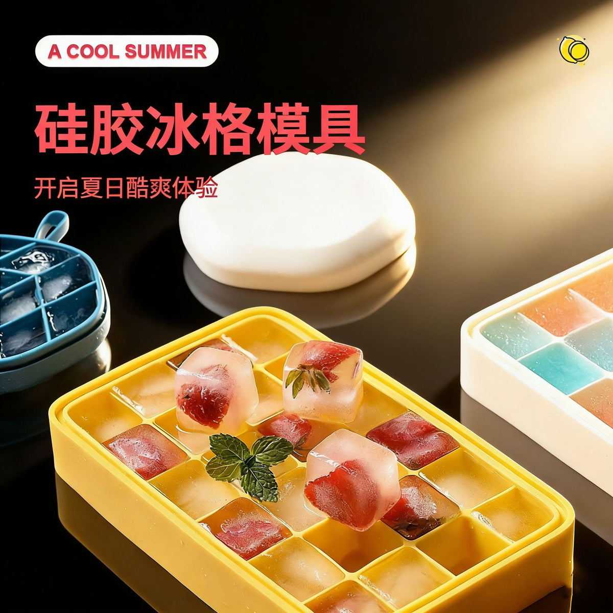 Household Refrigerator Spherical Ice Cube Mold Easy Release Whiskey Large Square Ice Ball Tray with Lid