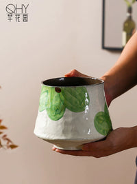 Jingdezhen Ceramic Orchid Planter Pot with Hand-Painted Vintage Design for Living Room