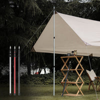 3-Section Telescopic Aluminum Tarp Poles for Outdoor Camping and Sun Shelters, 230cm Adjustable