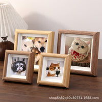 3D Hollow Mini Square Photo Frame for Tabletop Display, Wooden DIY Picture Calligraphy Empty Frame