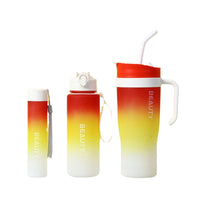 3-Piece Gradient Sports Water Bottle Set with Handle and Leak-Proof Design, Large Capacity
