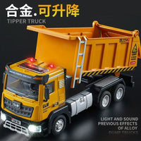Kids Alloy Dump Truck Toy with Lights & Sounds, Engineering Vehicle Model for Boys, Beach Transport Truck