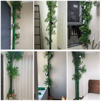 Artificial Green Plant Pipe Decor for Drain, Heating, and Bathroom Pipes - Panda & Bamboo Leaf Design