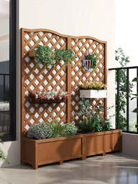 Outdoor Wood Plastic Composite Planter Box with Trellis for Garden Patio Balcony