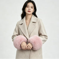 Plush Faux Rabbit Fur Cuffs for Coats and Jackets, Warm Wrist Warmer Sleeves for Women