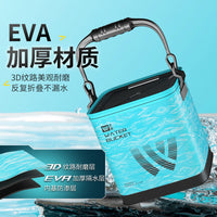 Woding Foldable Portable Fishing Bucket with Lid and Handle, Multi-functional Live Fish Container