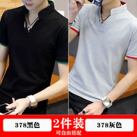 Men's V-Neck Cotton Polo Shirt Short Sleeve Summer Breathable Ice Feel