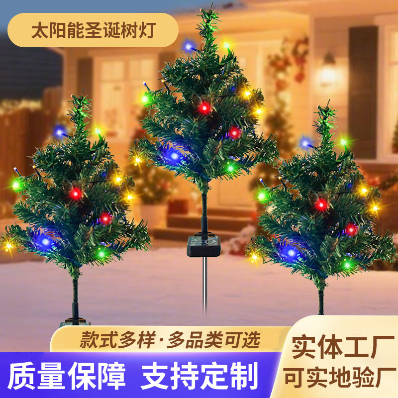 Solar Powered Christmas Tree Garden Stake Lights Outdoor Decorative Lawn Lamp with 8 Lighting Modes