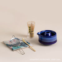Japanese Ceramic Matcha Bowl Set with Spout and Whisk Stand