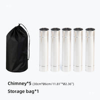 Stainless Steel Stove Pipe Kit for Tent Wood Stoves - Anti-Scald, Thickened Chimney, Elbow, Rain Cap, and Insulated Sections