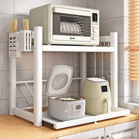 Pull-Out Microwave Oven Rack with Storage for Kitchen Countertop