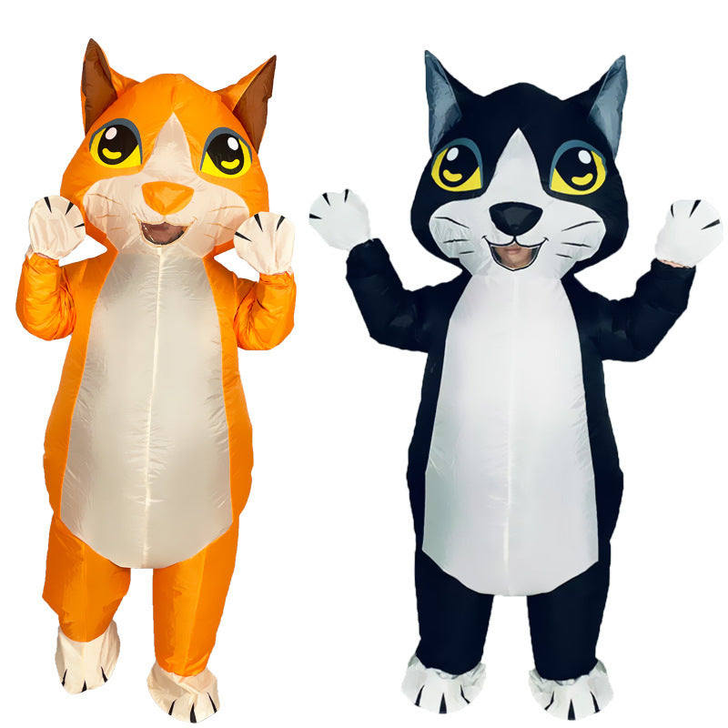 Halloween Inflatable Cat Costume for Adults - Black Cat / Orange Cat