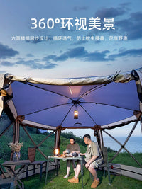 Autumn Field Hexagonal Automatic Pop-Up Camping Tent for 5 People, UV Protection, Rainproof, Mosquito Net
