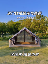 Outdoor 6.3 Inflatable Camping Tent with Titanium Blackout Oxford Cloth, Waterproof Sun Protection for Multiple People