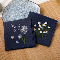 DIY Embroidery Handkerchief Kit for Beginners - Traditional Chinese Style Floral Patterns