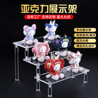 Haolong Craft Acrylic Display Stand Clear Tiered Organizer Shelf for Collectibles and Products