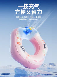 Inflatable Swim Ring with Reinforced Handles for Kids and Adults, Anti-Flip Design, Portable