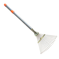 18-Tooth Detachable Garden Rake with Telescopic Handle for Leaves and Debris