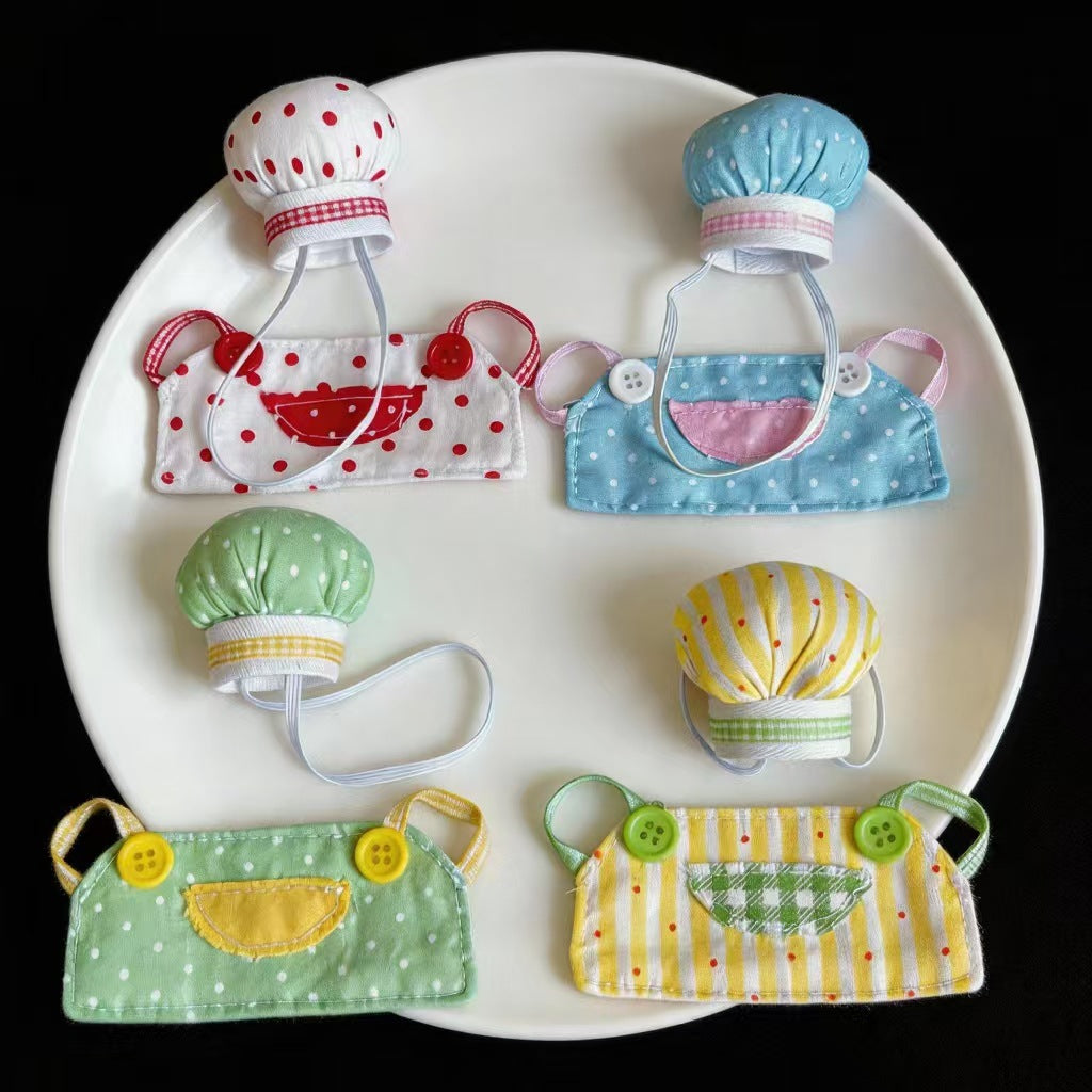 Cute Chef Hat and Apron Set for 10-13cm Cotton Dolls